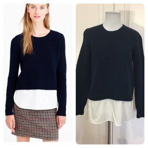 J. Crew Navy & White Shirttail Sweater